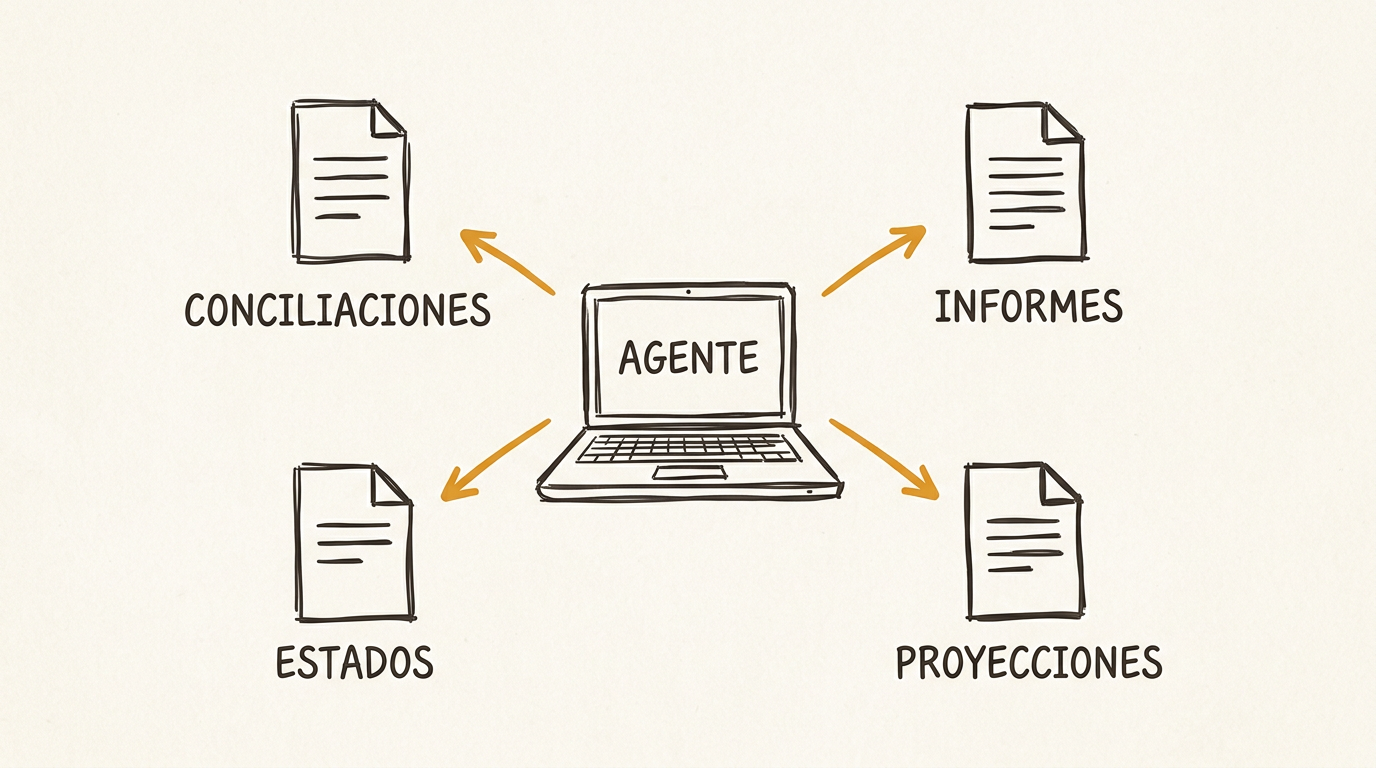 Un agente para conciliaciones, informes, estados y proyecciones